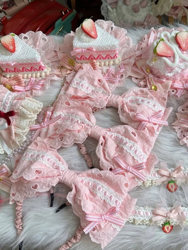 Pink KC Heart-shaped Lolita Sweet Large Design Bow with Hollow