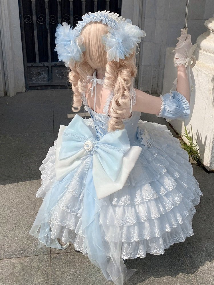 Pink Flower Hairband / Blue Beige