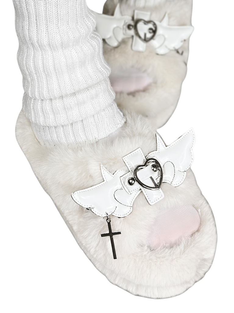 Fur Platform Slippers DeVille Shoes Angel