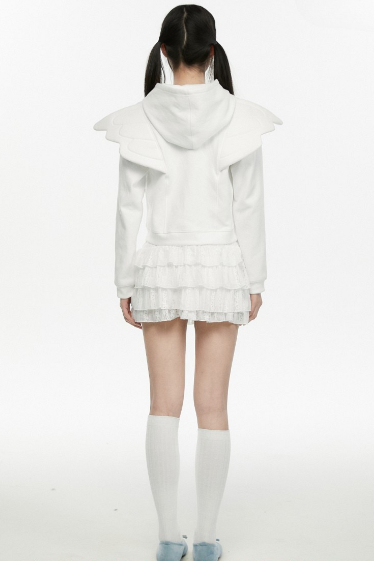 White Wings Kapuzen-Engel-Hoodie kurz