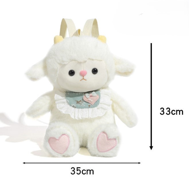 Plush Sheep Backpack White Cute