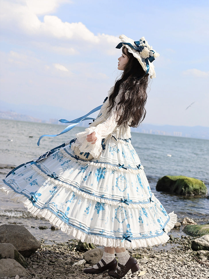 Skirt Summer Cami + Top Print Available Plus Lolita Set Blue Sizes Mulberry