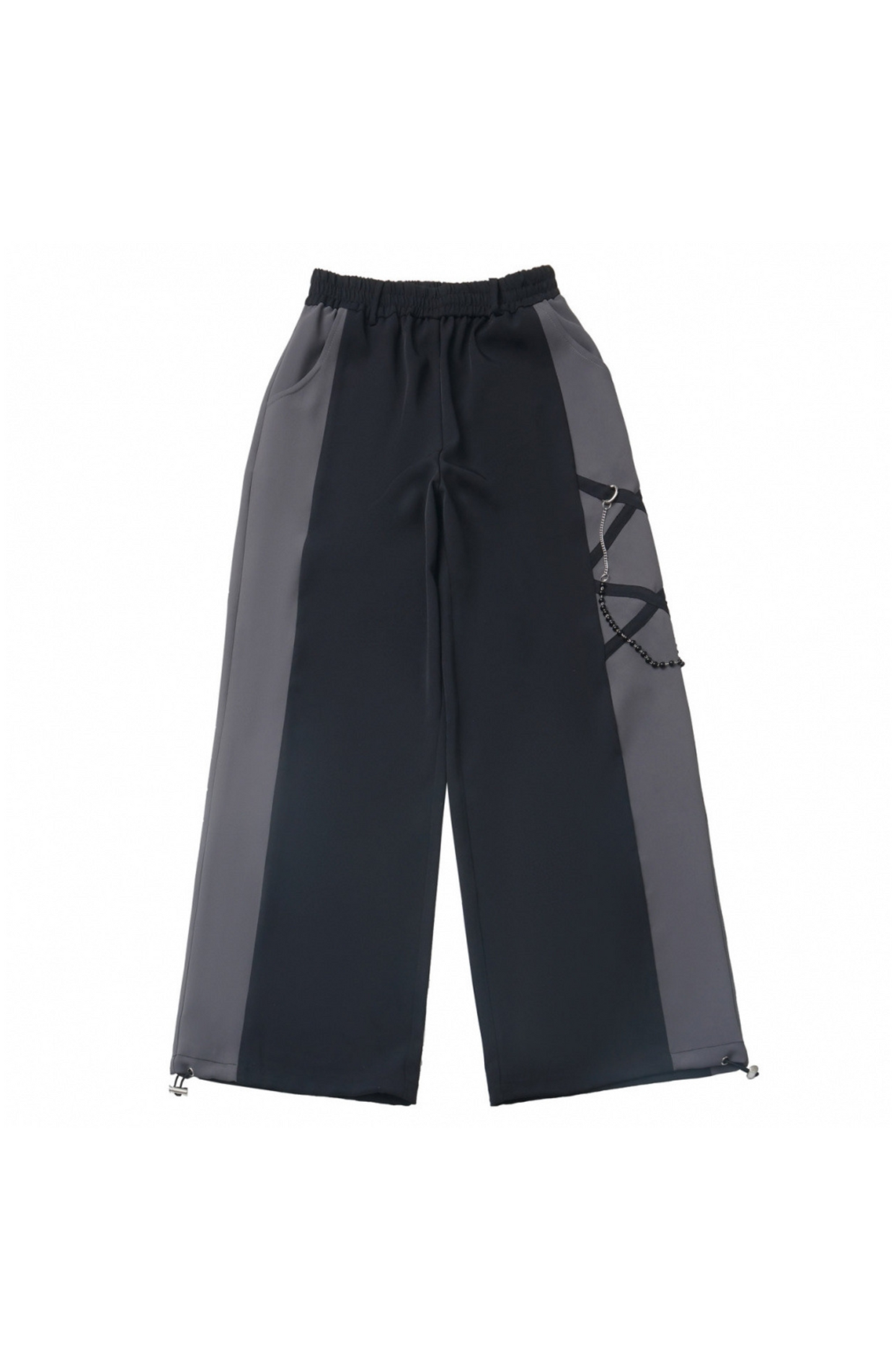 モードなトップスTシャツパンツワイド+デザインレースアップウエスト