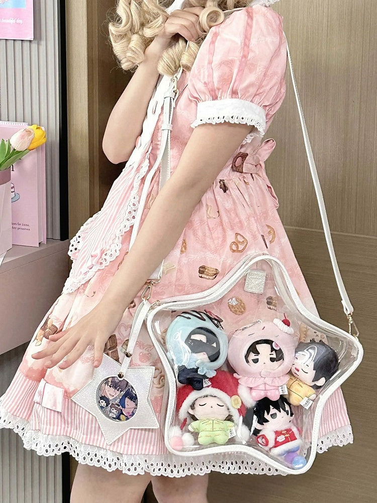 星型痛バッグ付きバッジチャーム ホワイトセット PU 取り外し可能