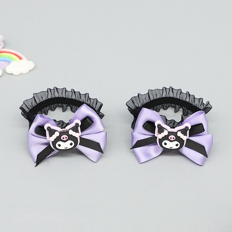 Wrist Purple Bow Decorated Cuffs Cartoon Black Kitten Sweet Lolita