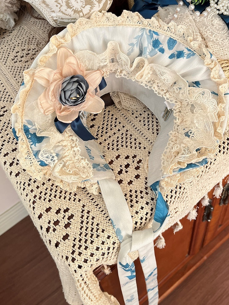 プリントマルベリーボンネット ロリータブルー