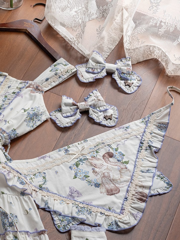 Haarspange mit Schleife und Blumenmuster