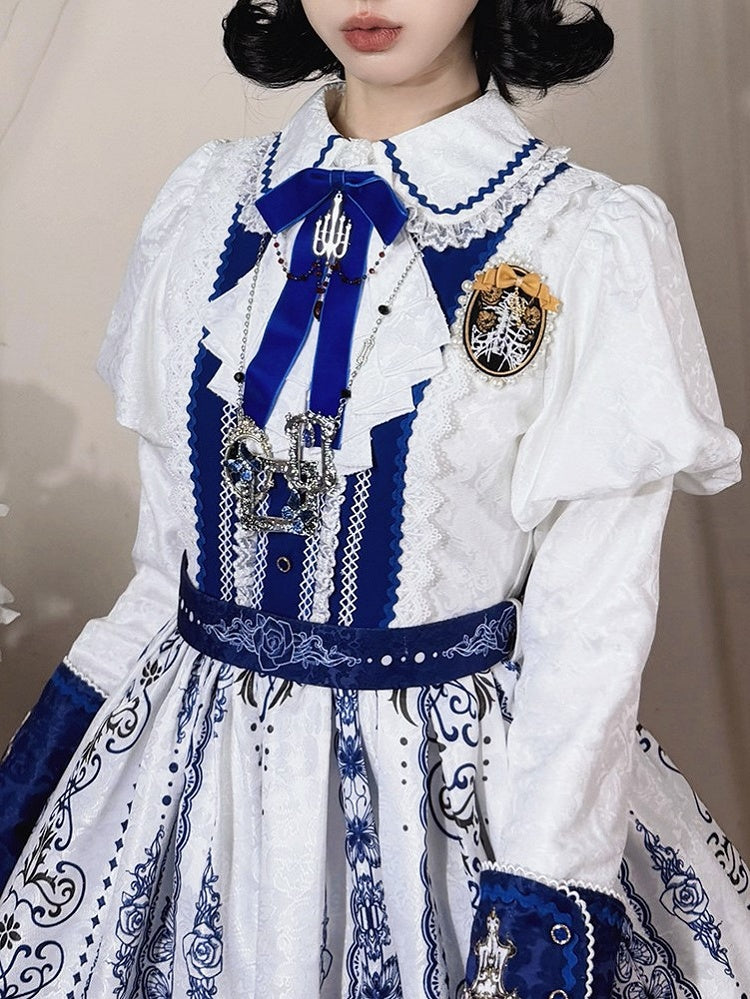Lolita Bead Accents and Brooch Bow Skeleton with Embroidered