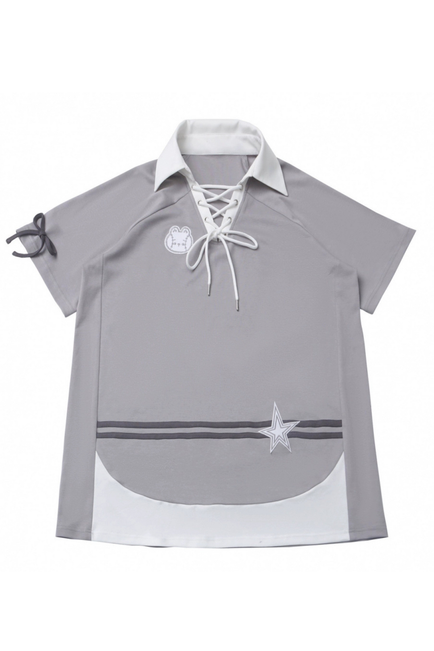 フード付きスカート レースアップトップス + ゆったりTシャツバルーン