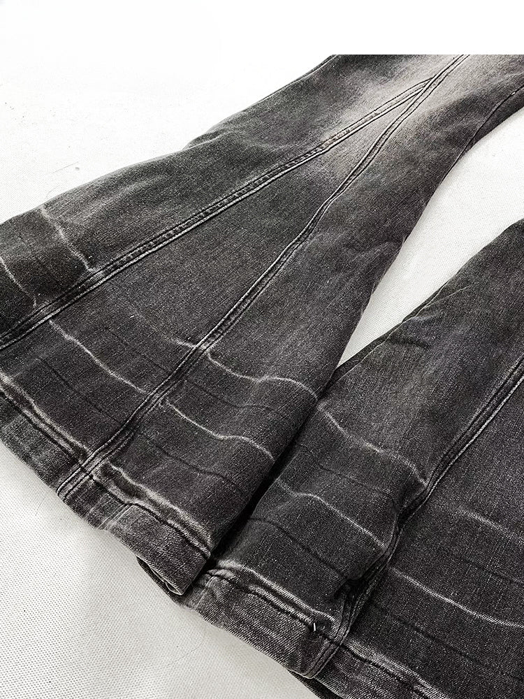 Grey Low Waist Flare Silhouette Jeans