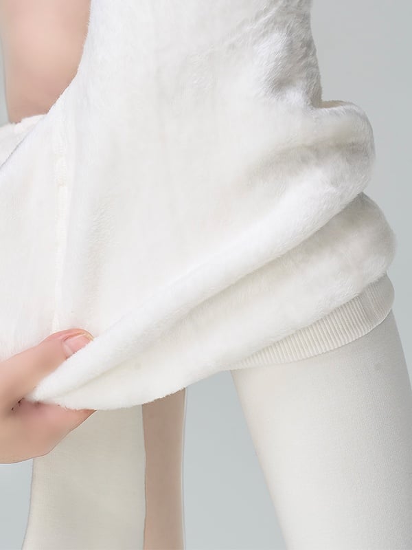 ホワイトタイツ ホワイトハートバックル シャギーカフスセット