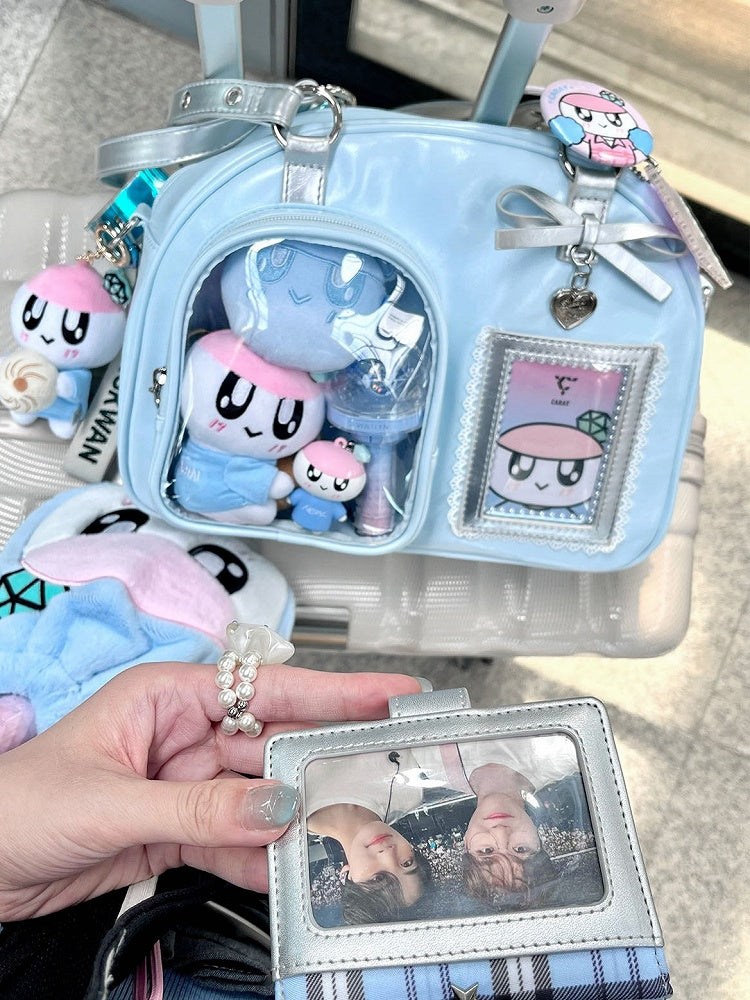 Carrying in with Options Blue Casual Ita Triple PU Silver Bag