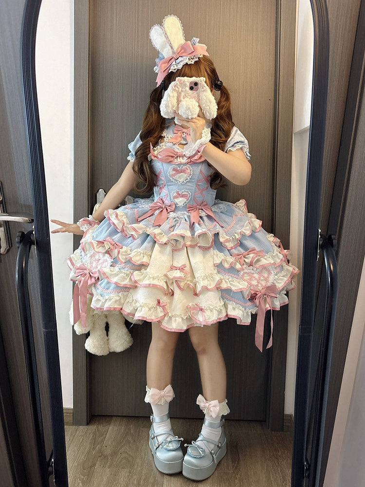 Mini Blue Bunny Pink Ears / Lolita Hat
