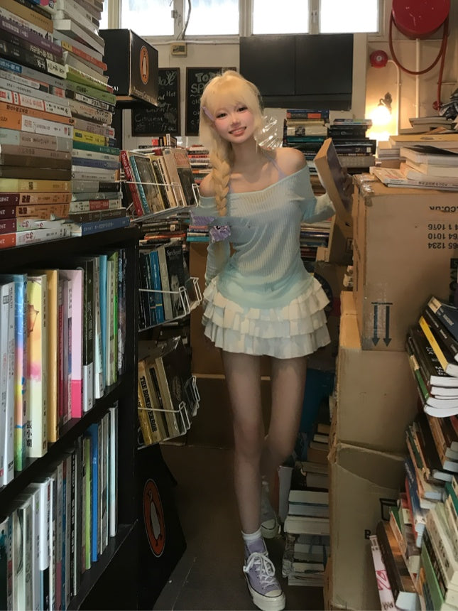 Semi-Sheer Coverup Blue-Green V-Neck Sun Protection