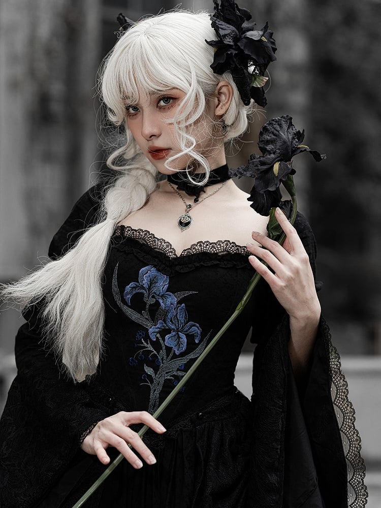 Iris Floral Black Hairclip