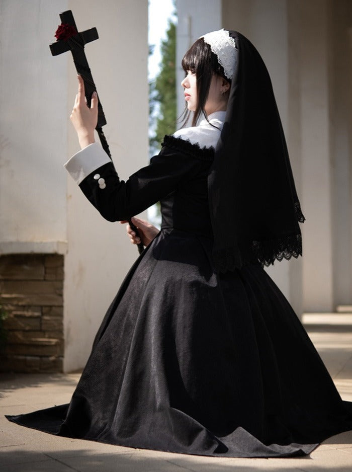 Puzzled Original Neck Dress Design Gothic