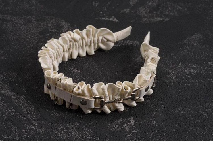 White Gothic Handmade Studs and Pins Ruffled KC