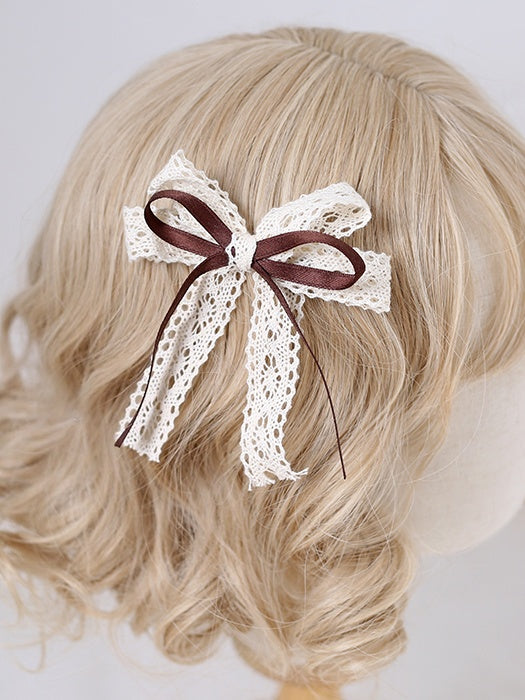Lace Cotton Cute Bowknot Lolita Hairclip Thread