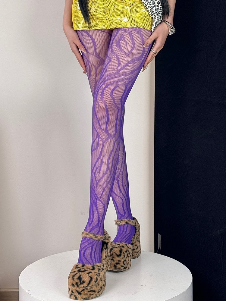 Tights Red/Blue/Red/Purple Gyaru Black/Rose Zebra-stripe Fashion