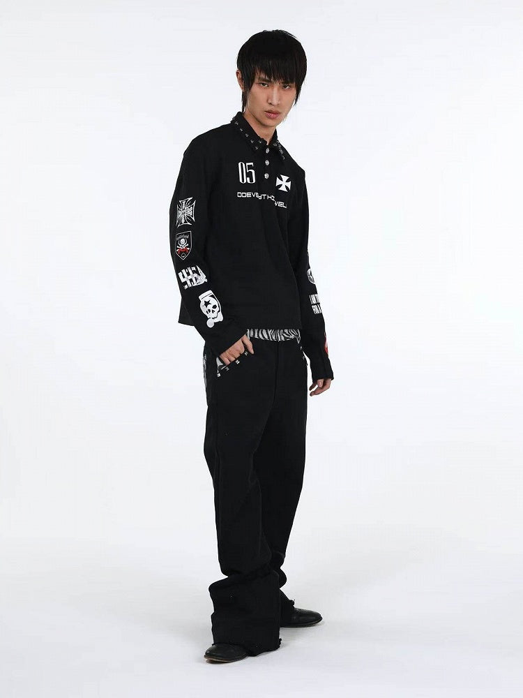 Zebra Print Black Curved Leg Denim with Dual Hem - DETW OnLine