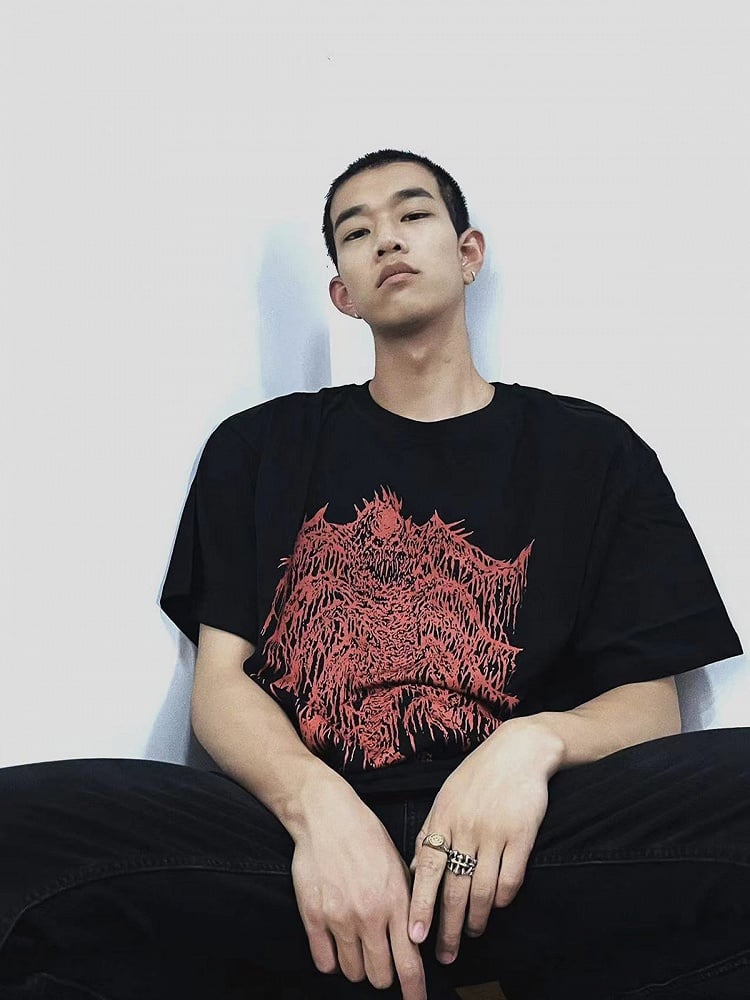 Fiend Print Blood with T-Shirt Gothic Black