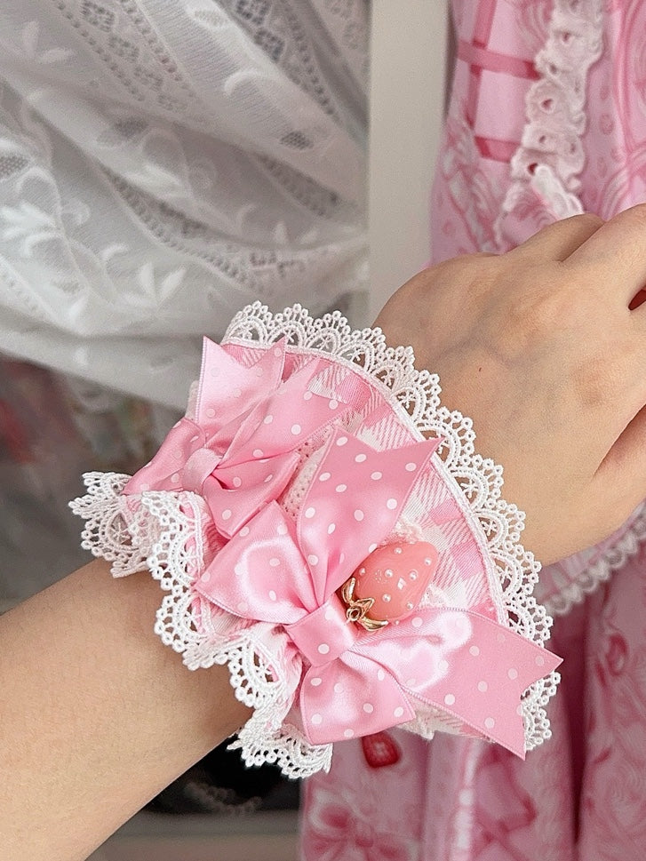 Pattern 3 Trim Details Color Charm Plaid Wrist Strawberry Bowknot Polka-dot Options Lace Cuffs