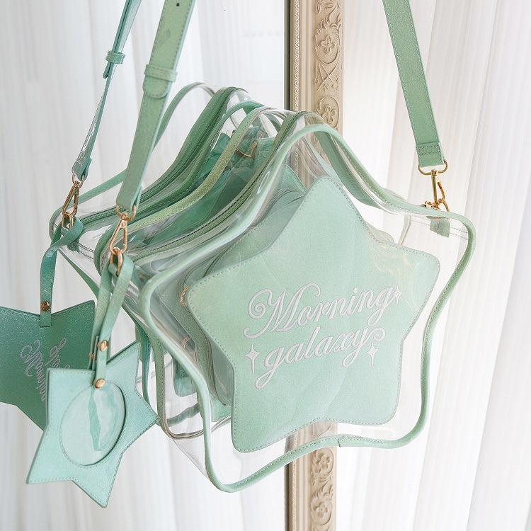 チャーム付き グリーン PUセット 取り外し可能な星型痛バッグバッジ