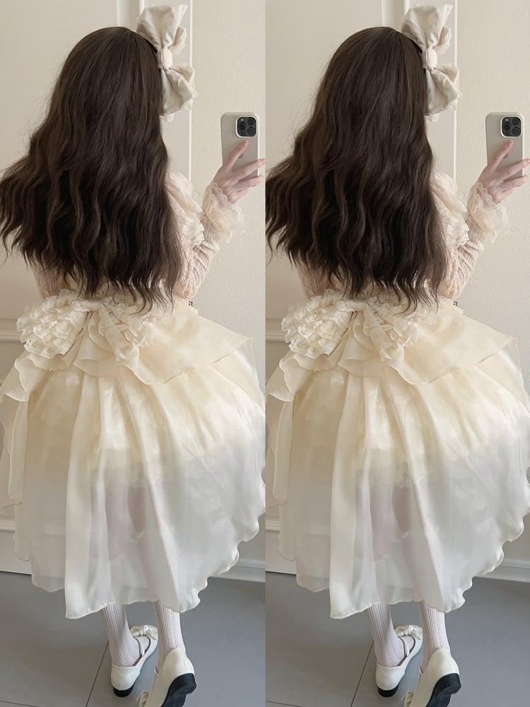 Lace Apricot KC Lolita Bow
