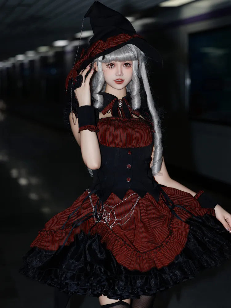 Black / Red Spider Web Waist Chain Gothic Lolita Accessory