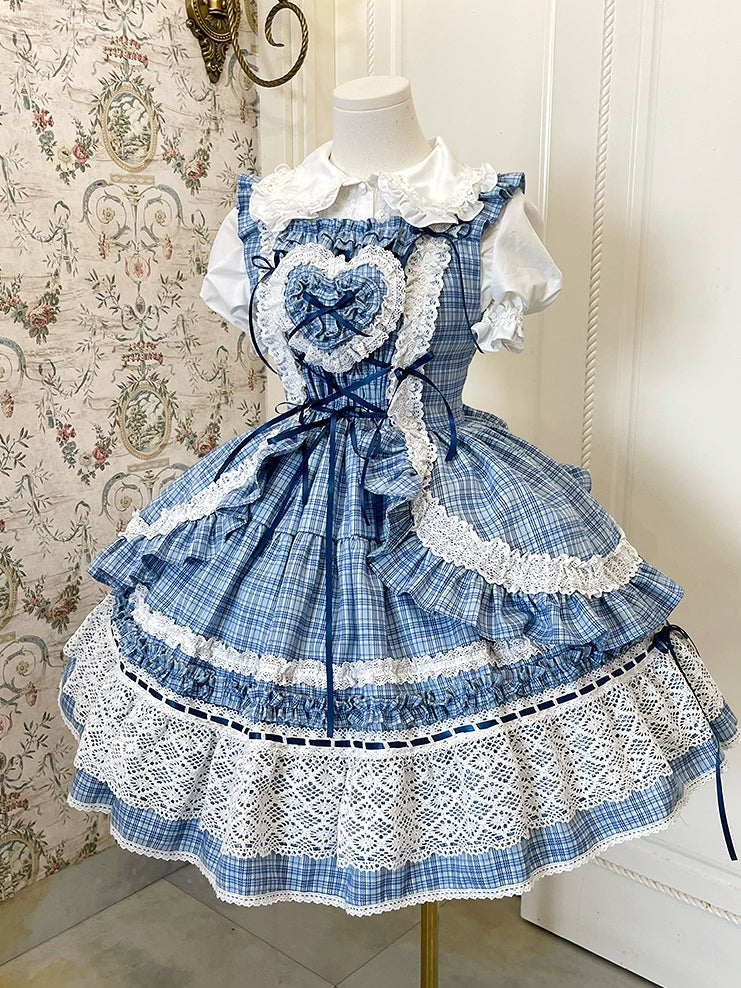 Lolita Plaidkleid Blau Schule Altes Muster