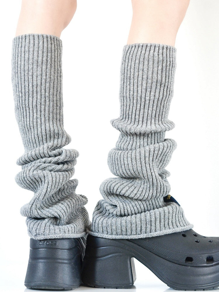 5 Colors Over Knee Knitted Leg Warmers with Patch Decoration
