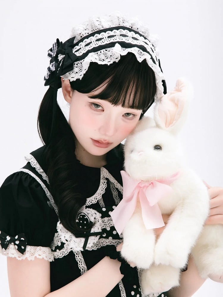 黒ヘアバンド / ピンク