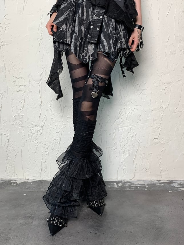 Crisscorss Tights Black Banded Y2K