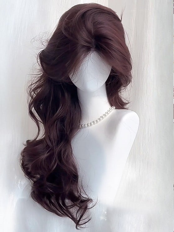 長さ70CM ウィッグ ウェーブ チョコレートブラウン