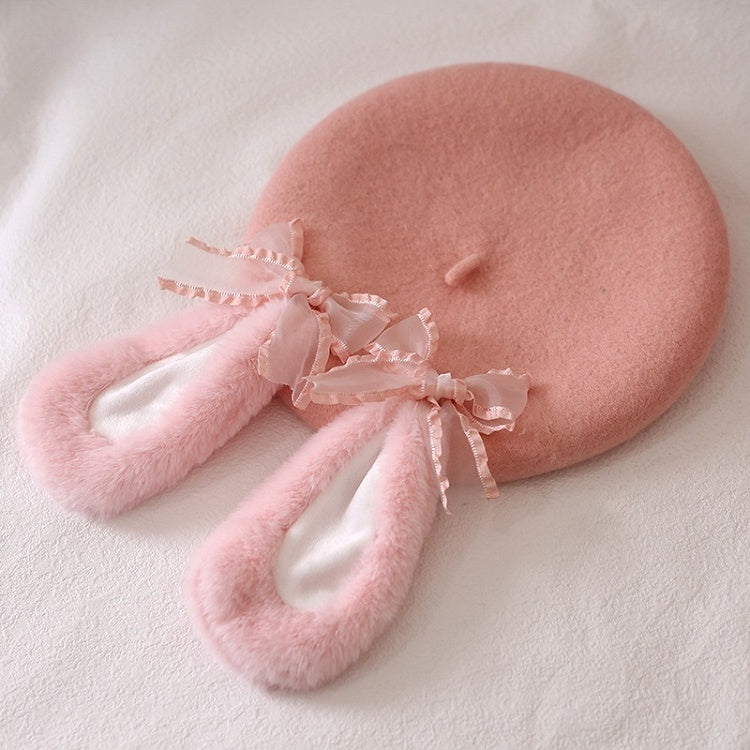 Cute Lolita of Options Berets Bunny Plush Droopy-Eared 2