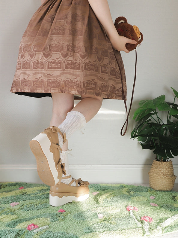 Platforms Light Brown Crisscross Toe Design Sweet - Round