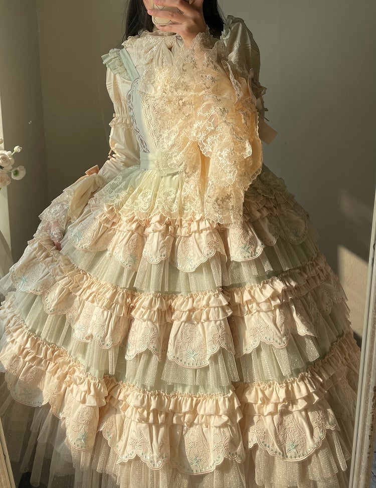 バニーレイヤードスカート ライトグリーン ロリータドレス