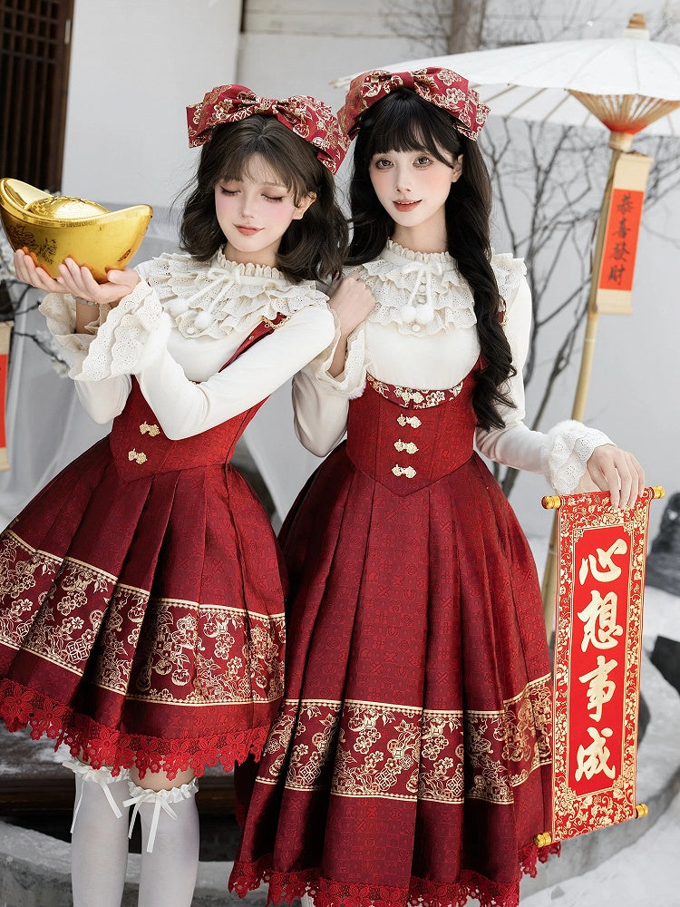 Red Lolita KC Chinoiserie Bowknot Gold