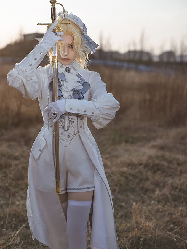 Bishop Pleating Shirt White Lolita Details Sleeves