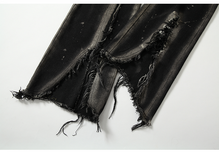 ブラック スプリットカフス ダメージ加工 フレアジーンズ レースアップ