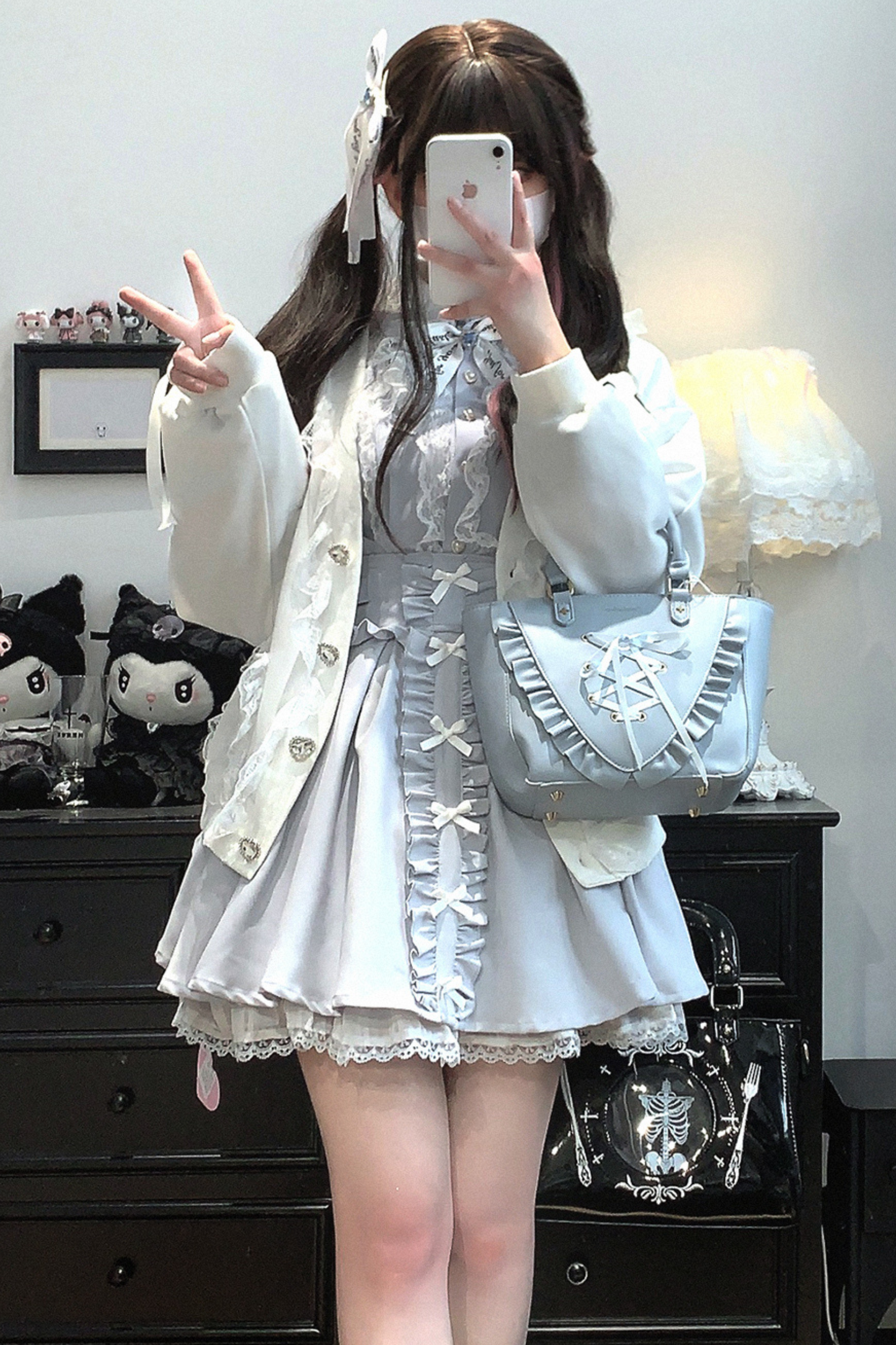 Straps-Spitzenrock Mine mit Rüschen