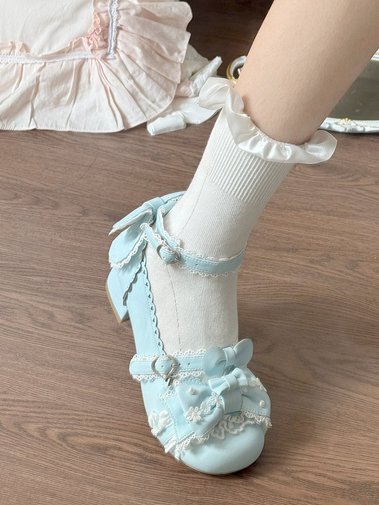Lolita - Low-heel Janes Bow Sweet Round-Toe 3.5cm Details Mary