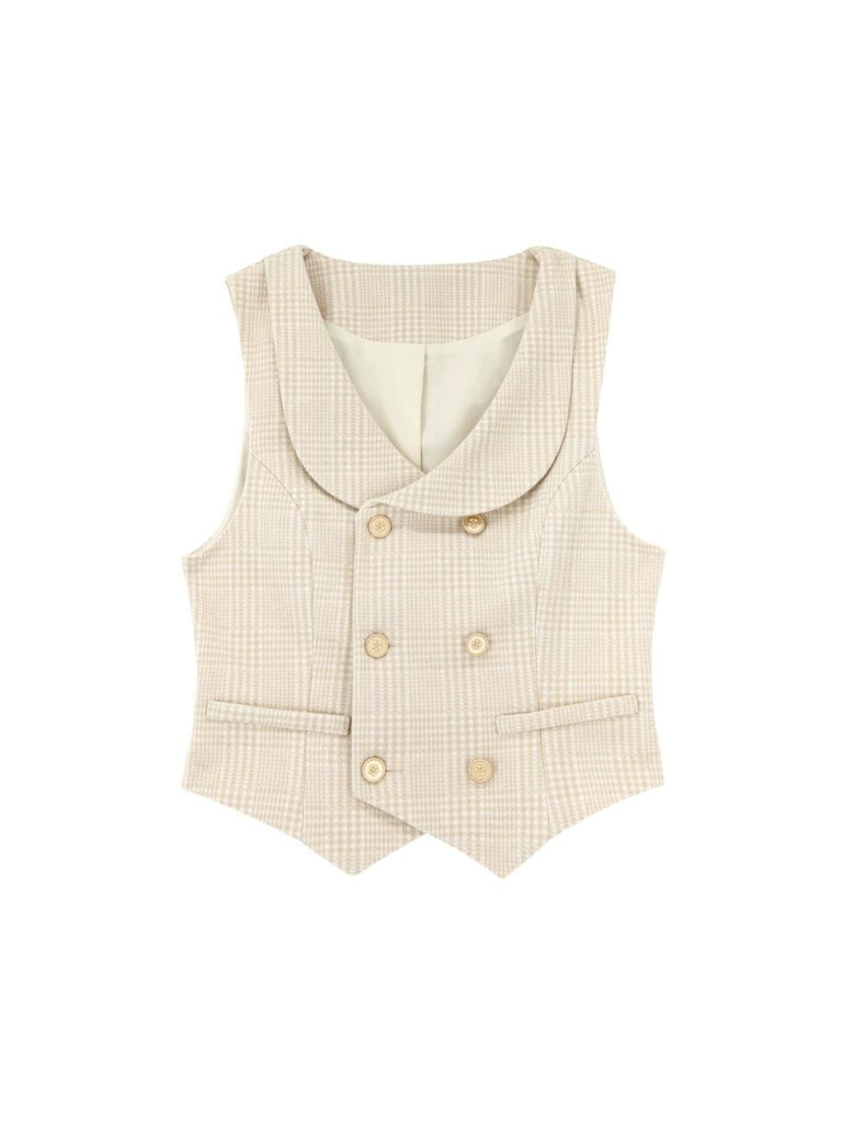 Vest Check Flared Retro + Blouse Check Skirt