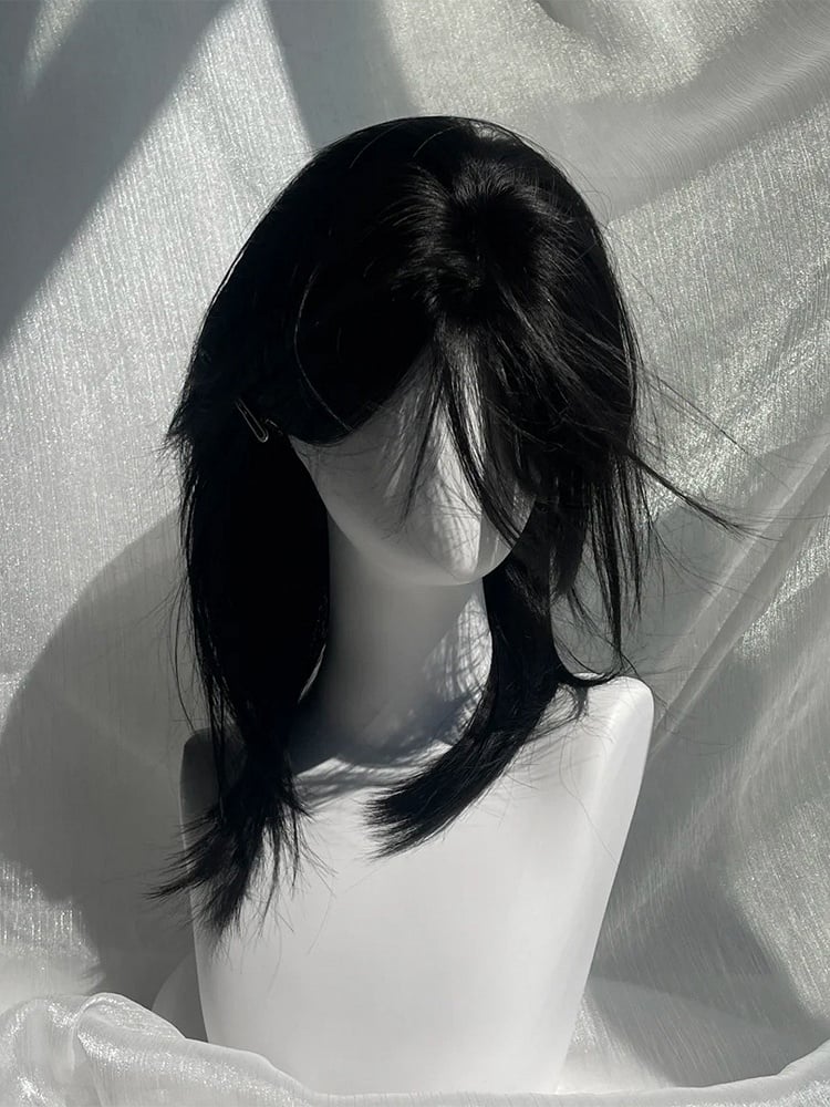 Wig with Bangs Ouji Style Black Curtain Straight 50CM