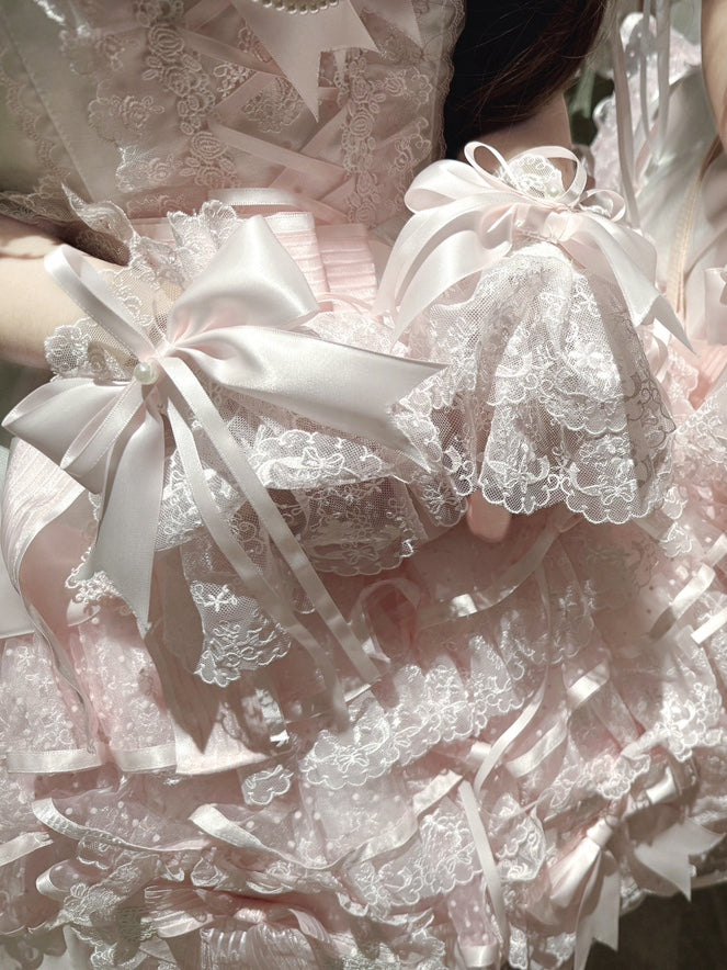 and Cuffs Bowknot / Wrist Red Pink White