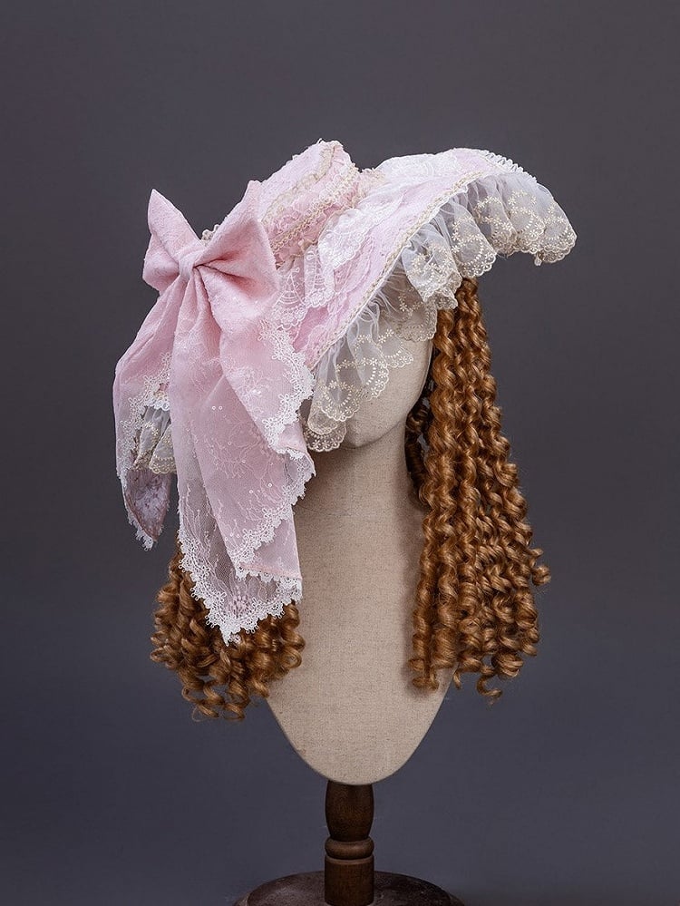 Brim Lace 5 Bow Hat Accent Color Ruffled and – Lolita Options with