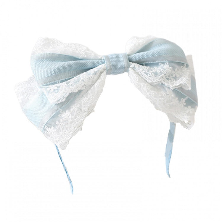 Lace Lolita Blue White Exquisite sized - Trim Bowknot KC Light And Large