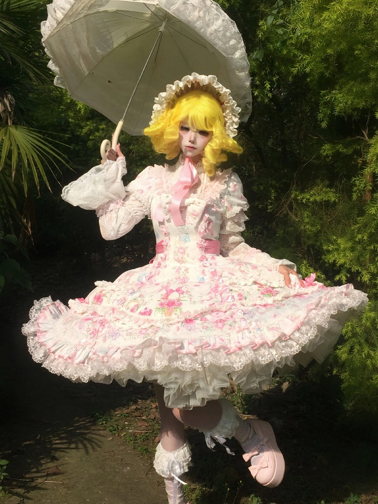 Detachable Sleeves Lolita White Pink Elegant - Cat Magician