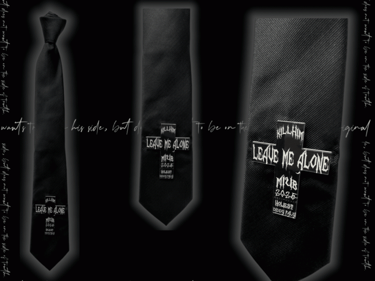 Tie Y2K Black Punk Cross Applique