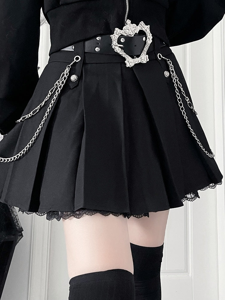 Studded Details Bucklewith Punk PUBelt-Silver Heart Black CrossBow